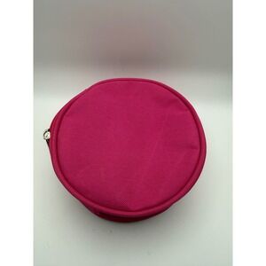 Pink Round Makeup Bag Cosmetic‎ Organizer Travel Pouch Zip Closure